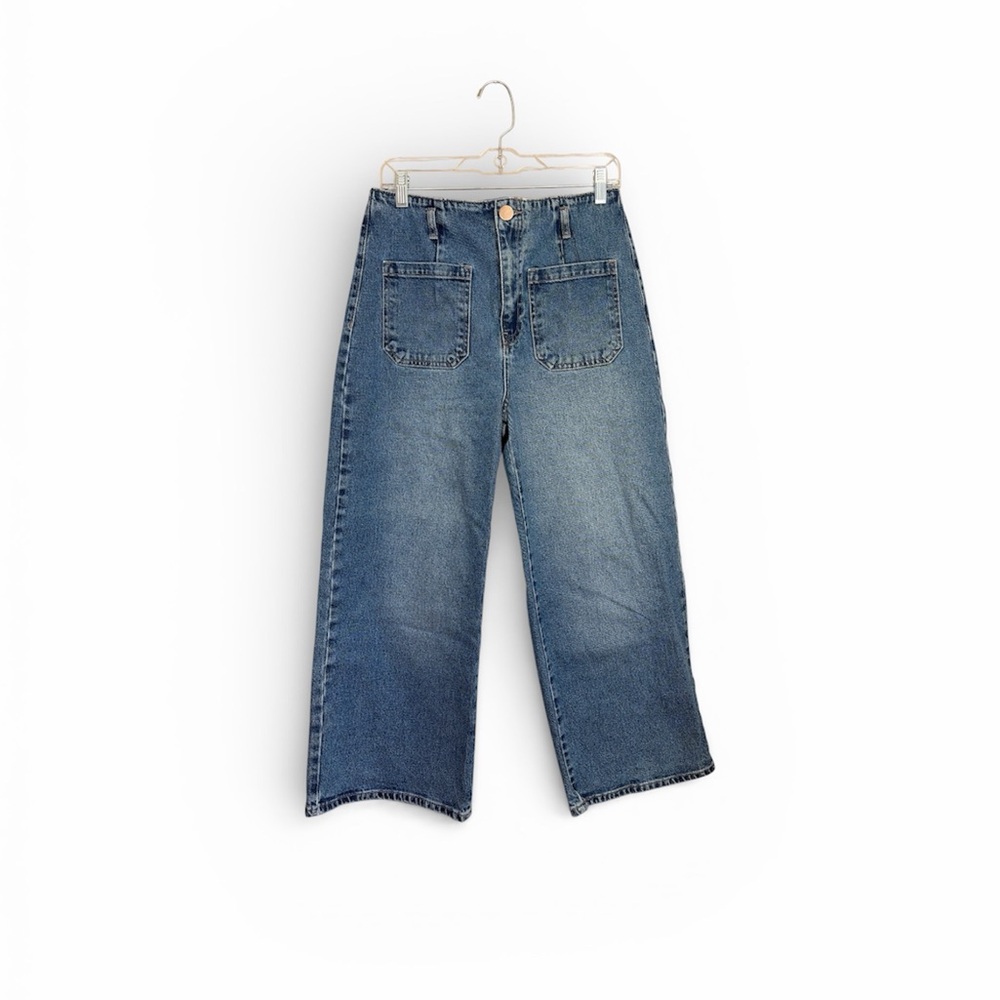 NWT Zara Wide Leg Cropped Blue Jean